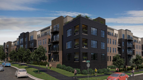 Scannell Properties building mixed-use apartment and retail development near health complex in Bloomington, IN